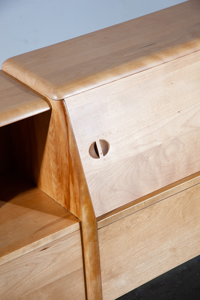 Mid Century Modern Headboard Bed Frame King Heywood Wakefield Blonde Nightstands - Image 7