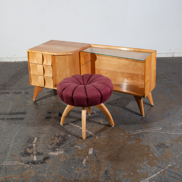 Mid Century Modern Vanity Dressing Table + Stool Heywood Wakefield Sculptura Mcm Vintage Blonde Champagne - Image 7