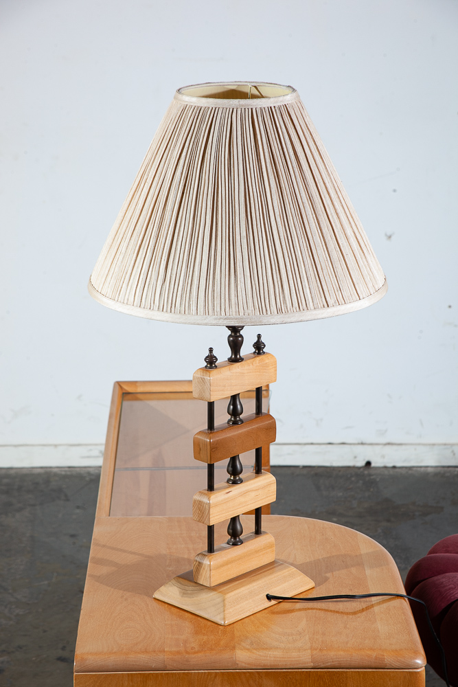 Mid Century Modern Table Lamp Heywood Wakefield Solid Birch Vintage Blonde Wood - Image 4