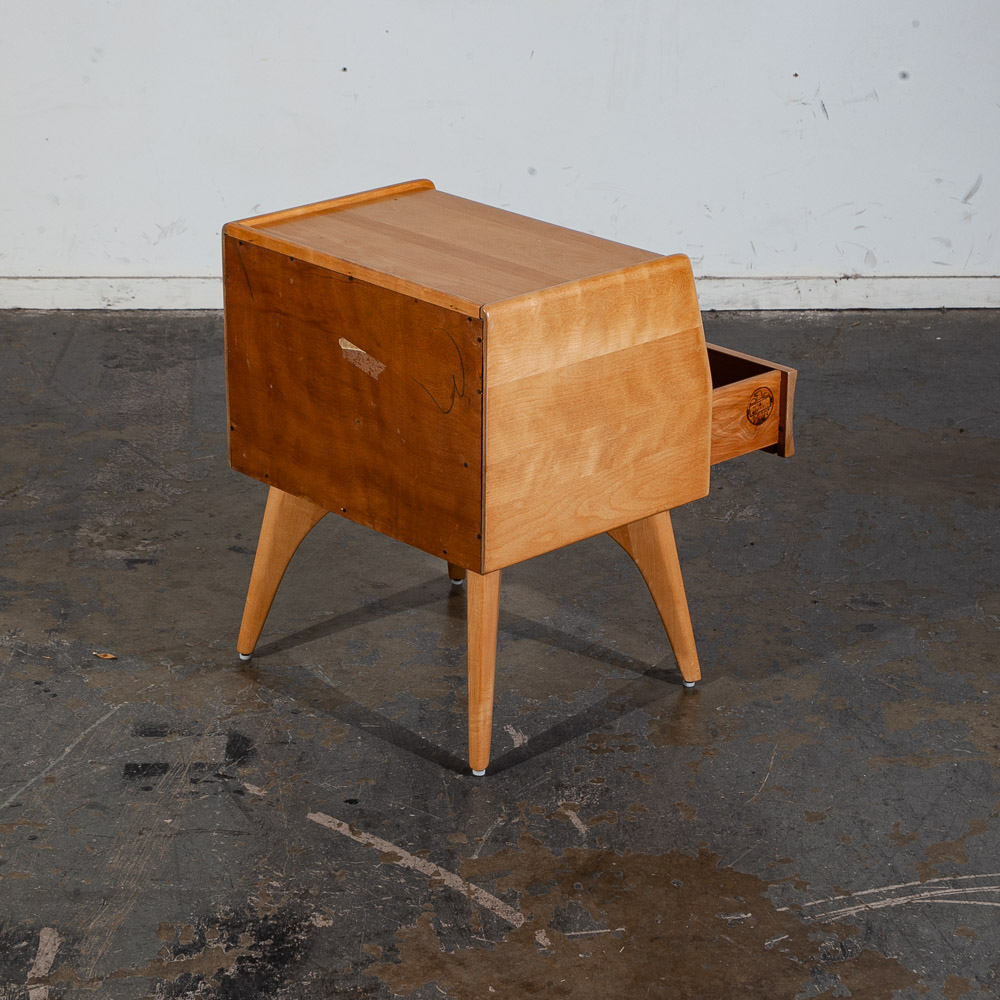 Mid Century Modern Nightstands End Side Tables Heywood Wakefield Blonde Drawer - Image 6