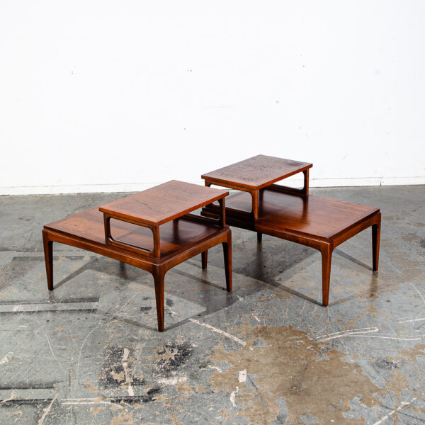 Mid Century Modern Nightstands End Side Table Lane Step up Walnut Vintage Drexel - Image 2