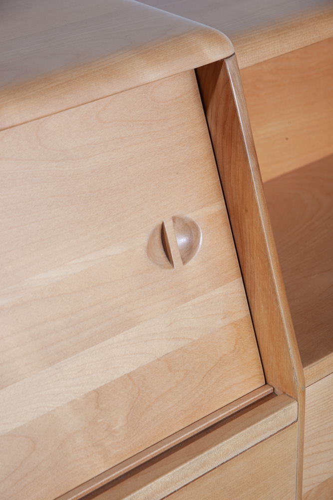 Mid Century Modern Headboard Bed Frame King Heywood Wakefield Blonde Nightstands - Image 10