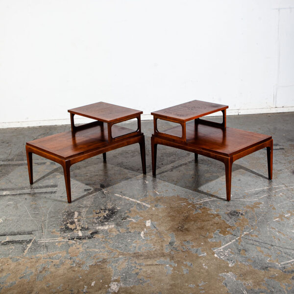 Mid Century Modern Nightstands End Side Table Lane Step up Walnut Vintage Drexel