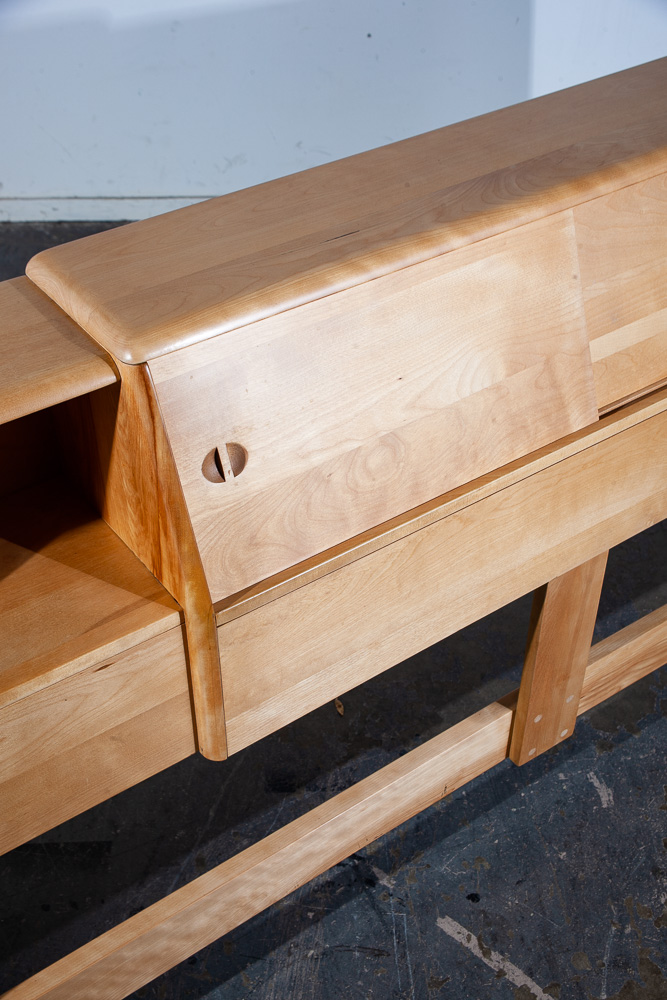 Mid Century Modern Headboard Bed Frame King Heywood Wakefield Blonde Nightstands - Image 9