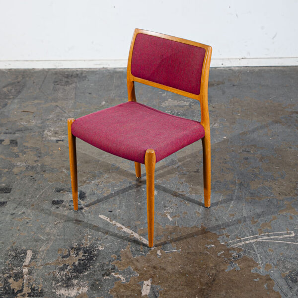 Mid Century Danish Modern Dining Chairs Set of 4 Niels J.L Moller #80 Solid Oak Red Arms Captains - Image 10