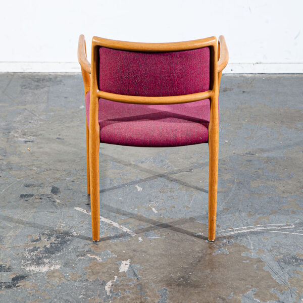 Mid Century Danish Modern Dining Chairs Set of 4 Niels J.L Moller #80 Solid Oak Red Arms Captains - Image 8
