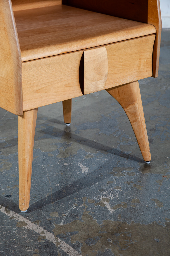 Mid Century Modern Nightstands End Side Tables Heywood Wakefield Blonde Drawer - Image 5