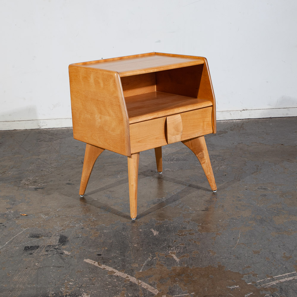 Mid Century Modern Nightstands End Side Tables Heywood Wakefield Blonde Drawer - Image 7