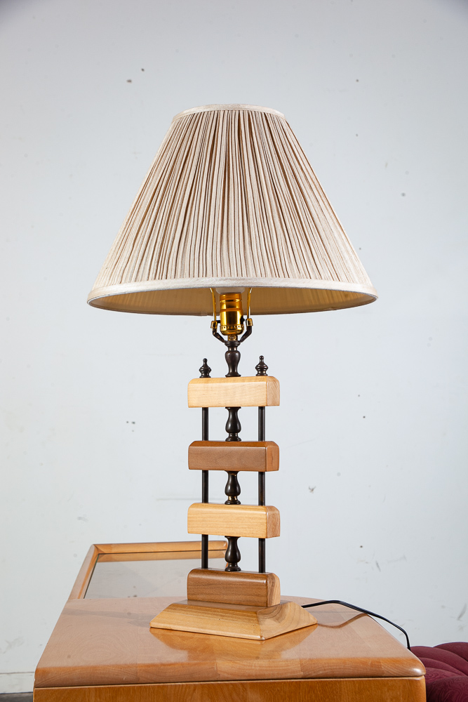 Mid Century Modern Table Lamp Heywood Wakefield Solid Birch Vintage Blonde Wood - Image 3