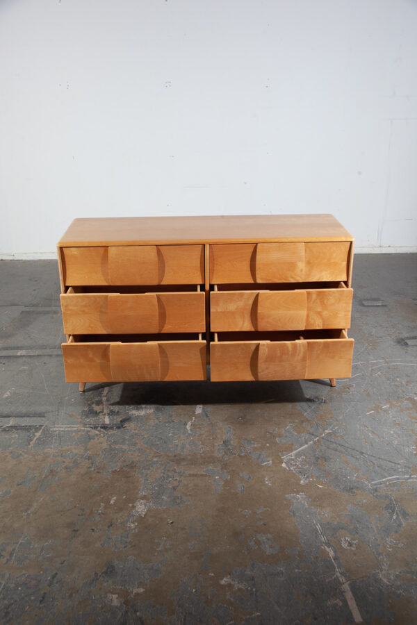 Mid Century Modern Dresser 6 Drawer Heywood Wakefield Sculptura Blonde Vintage - Image 5