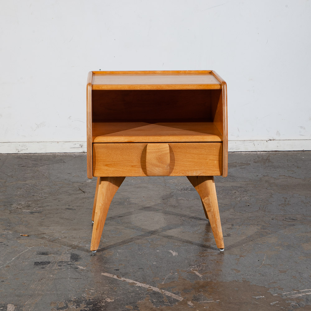 Mid Century Modern Nightstands End Side Tables Heywood Wakefield Blonde Drawer - Image 12