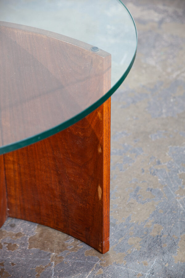 Mid Century Modern End Table Side Round Vladimir Kagan Glass Lane Vintage Walnut - Image 10