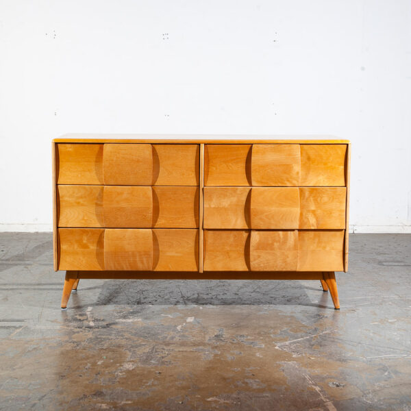 Mid Century Modern Dresser 6 Drawer Heywood Wakefield Sculptura Blonde Vintage - Image 2