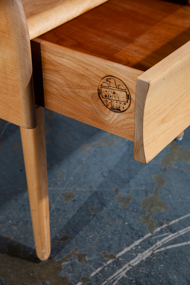 Mid Century Modern Nightstands End Side Tables Heywood Wakefield Blonde Drawer - Image 10