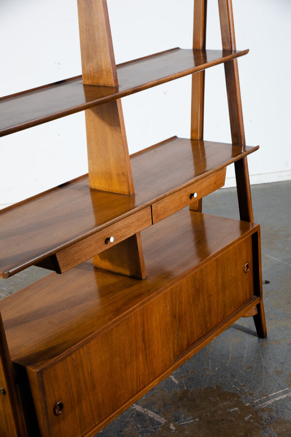 Mid Century Modern Room Divider Bookshelf Credenza American Martinsville Dania Danish Vintage Storage - Image 9