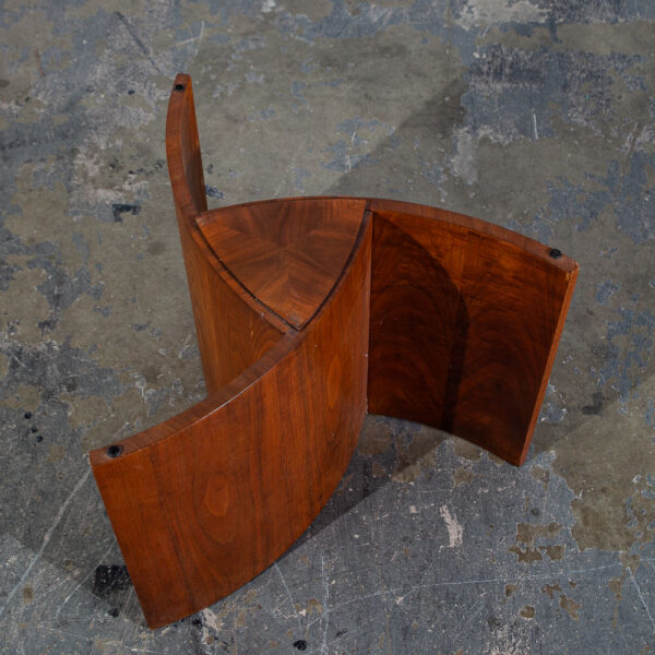 Mid Century Modern End Table Side Round Vladimir Kagan Glass Lane Vintage Walnut - Image 4