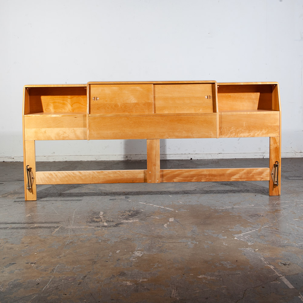 Mid Century Modern Headboard Bed Frame King Heywood Wakefield Blonde Nightstands - Image 2