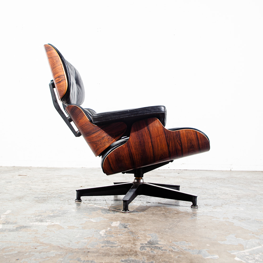Mid Century Modern Lounge Chair Ray Charles Eames Herman Miller 670/671 2nd Gen. Rosewood Black Leather - Image 6