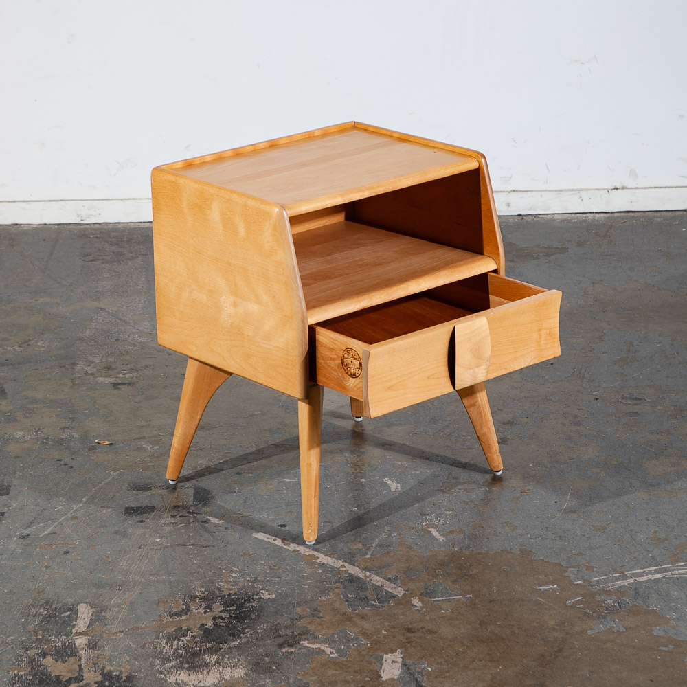 Mid Century Modern Nightstands End Side Tables Heywood Wakefield Blonde Drawer - Image 4