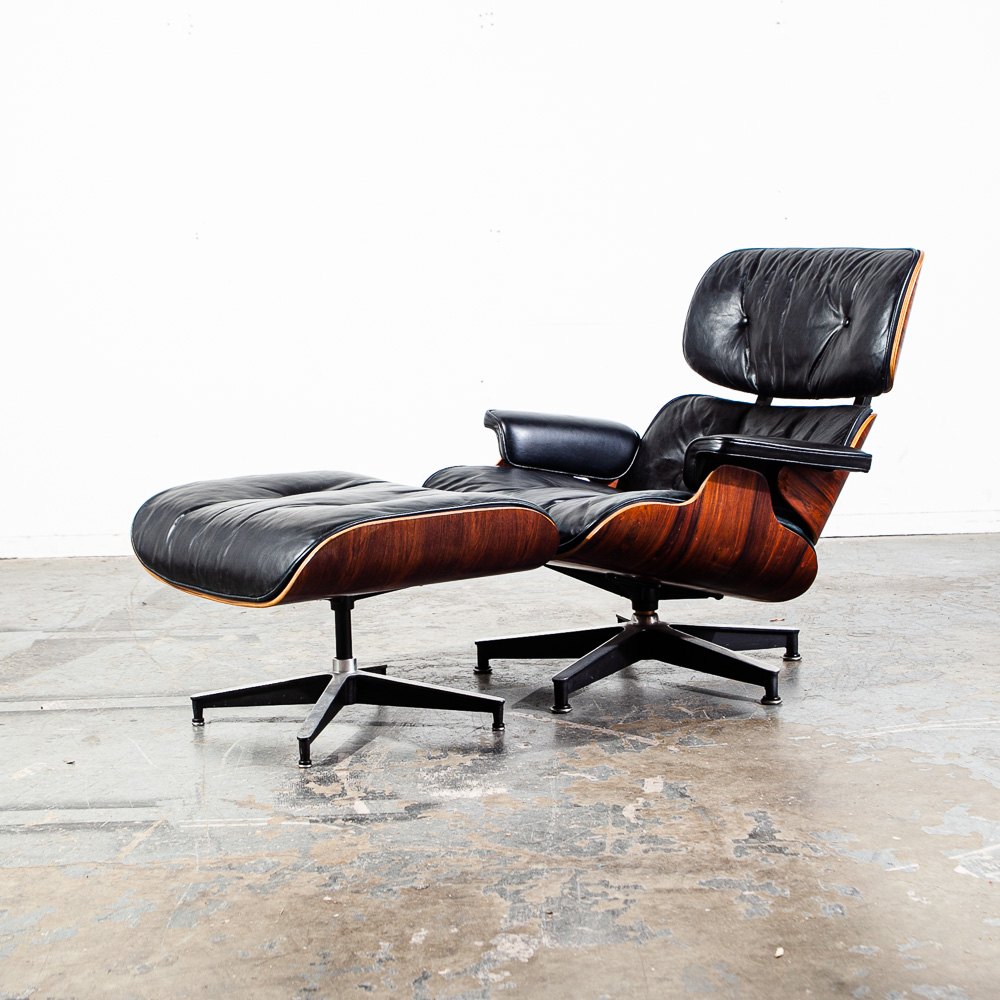 Mid Century Modern Lounge Chair Ray Charles Eames Herman Miller 670/671 2nd Gen. Rosewood Black Leather - Image 2