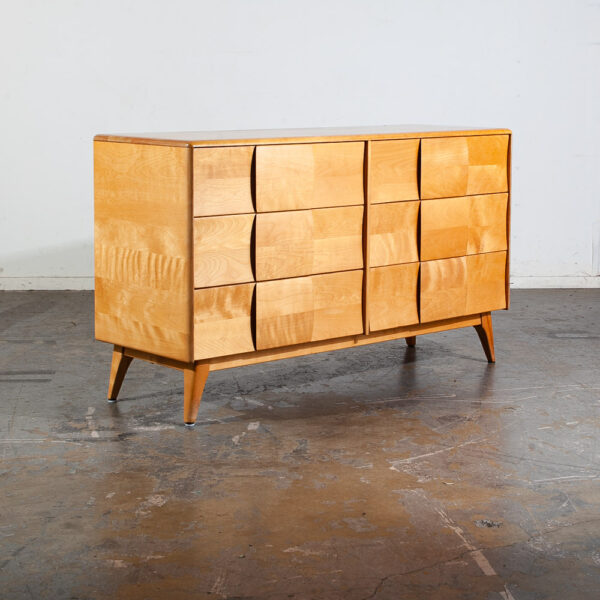 Mid Century Modern Dresser 6 Drawer Heywood Wakefield Sculptura Blonde Vintage