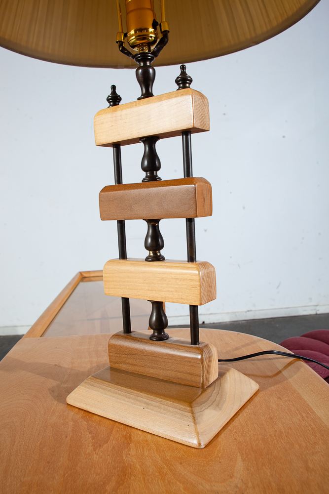 Mid Century Modern Table Lamp Heywood Wakefield Solid Birch Vintage Blonde Wood - Image 6