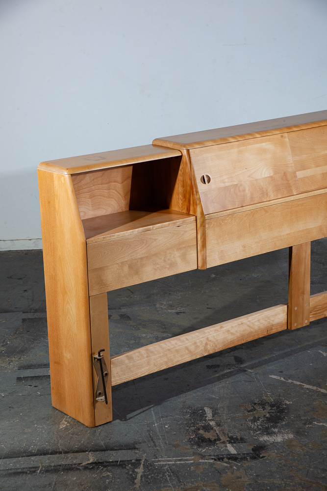 Mid Century Modern Headboard Bed Frame King Heywood Wakefield Blonde Nightstands - Image 3