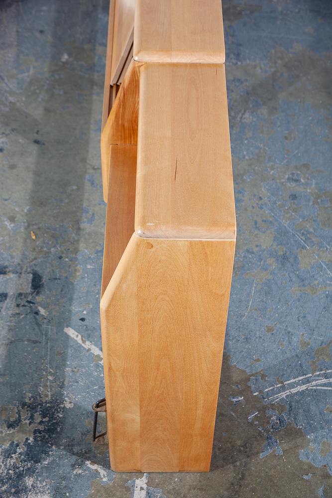 Mid Century Modern Headboard Bed Frame King Heywood Wakefield Blonde Nightstands - Image 11