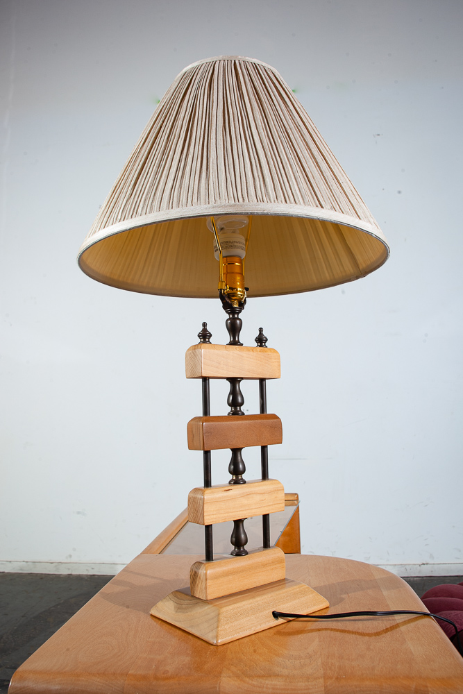 Mid Century Modern Table Lamp Heywood Wakefield Solid Birch Vintage Blonde Wood