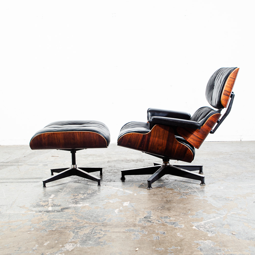 Mid Century Modern Lounge Chair Ray Charles Eames Herman Miller 670/671 2nd Gen. Rosewood Black Leather - Image 7