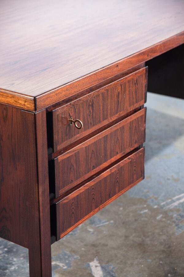 Mid Century Danish Modern Desk Executive Gunni Omann Jun 77 Brazilian Rosewood Large Mcm - Image 11