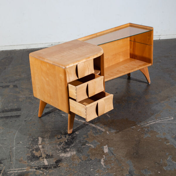 Mid Century Modern Vanity Dressing Table + Stool Heywood Wakefield Sculptura Mcm Vintage Blonde Champagne - Image 8