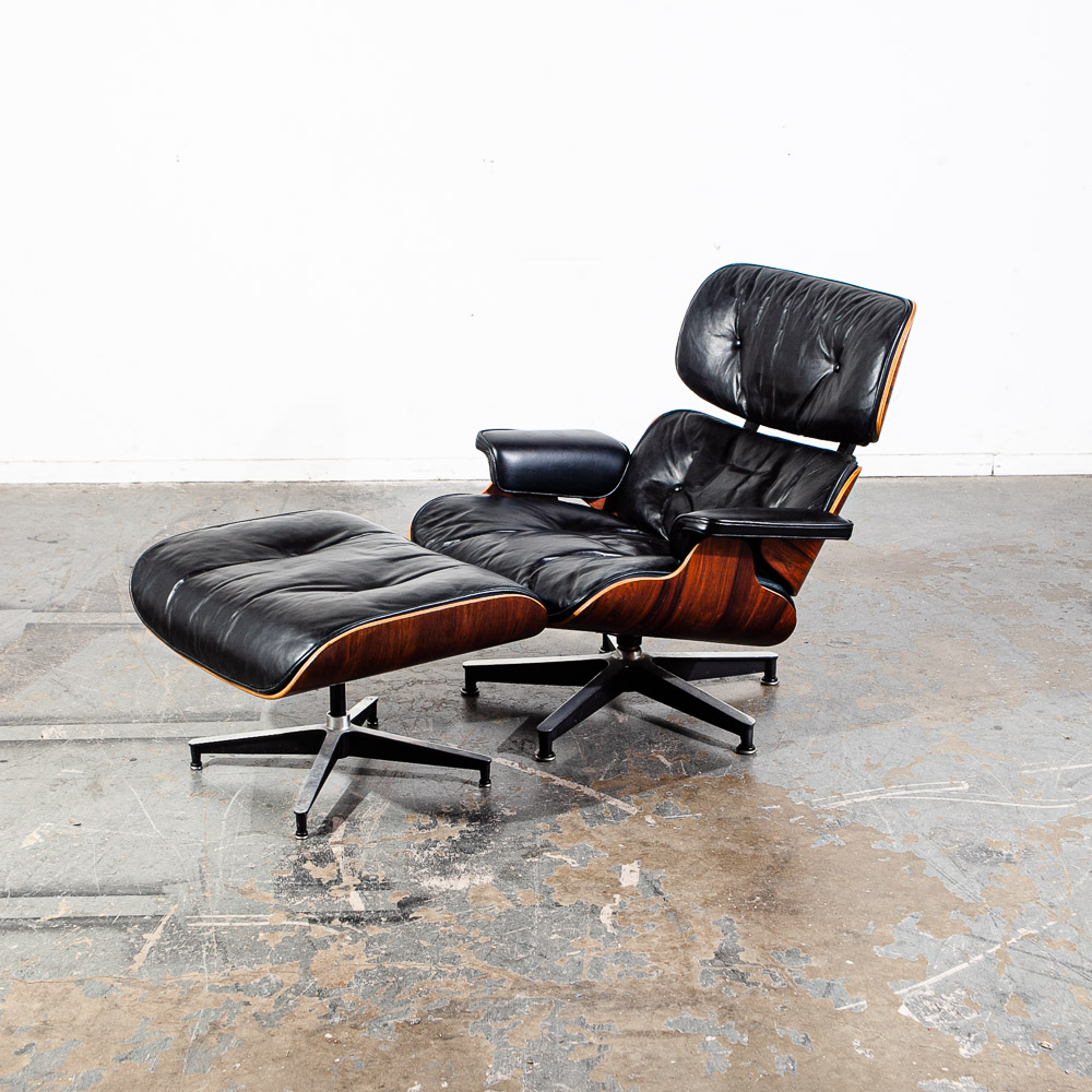 Mid Century Modern Lounge Chair Ray Charles Eames Herman Miller 670/671 2nd Gen. Rosewood Black Leather - Image 5