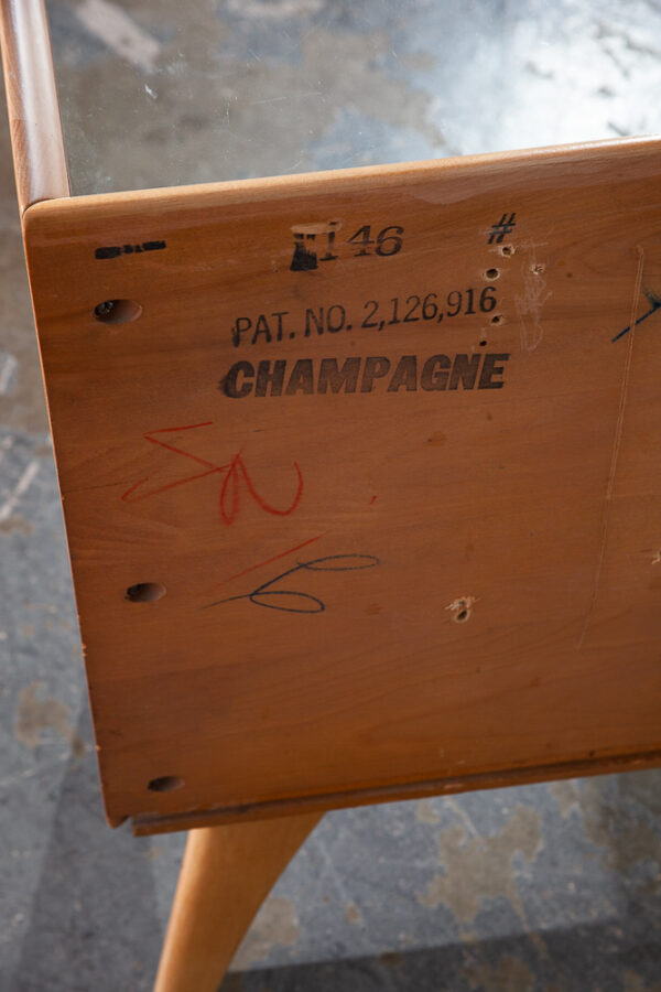 Mid Century Modern Vanity Dressing Table + Stool Heywood Wakefield Sculptura Mcm Vintage Blonde Champagne - Image 11