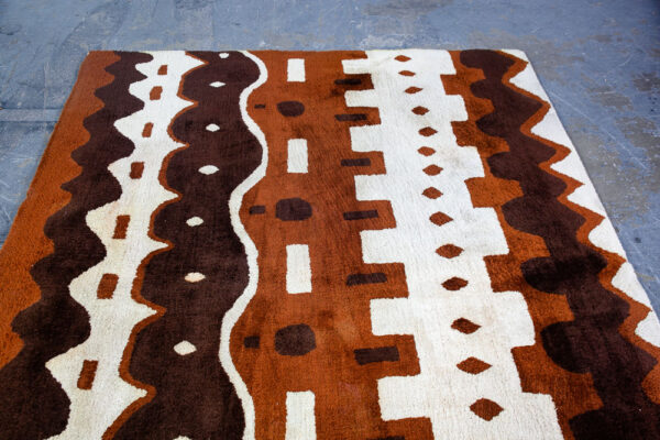 Mid Century Modern Area Shag Rug Virgin Wool Pile Edward Fields Large Brown White Mcm 8.5 Ft x 5.4 Ft Vintage Abstract - Image 9