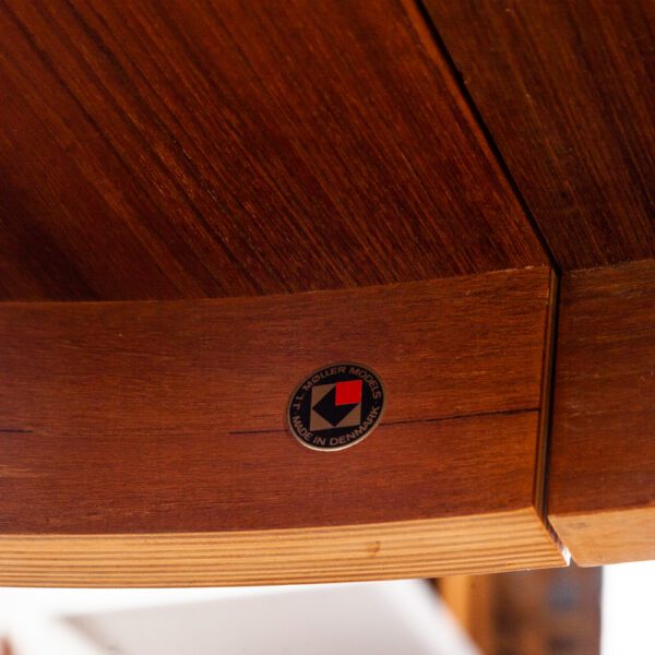 Mid Century Danish Modern Dining Table Round JL Moller Teak Leaf x2 Expanding NM Large Solid Wood Refinished - Image 4