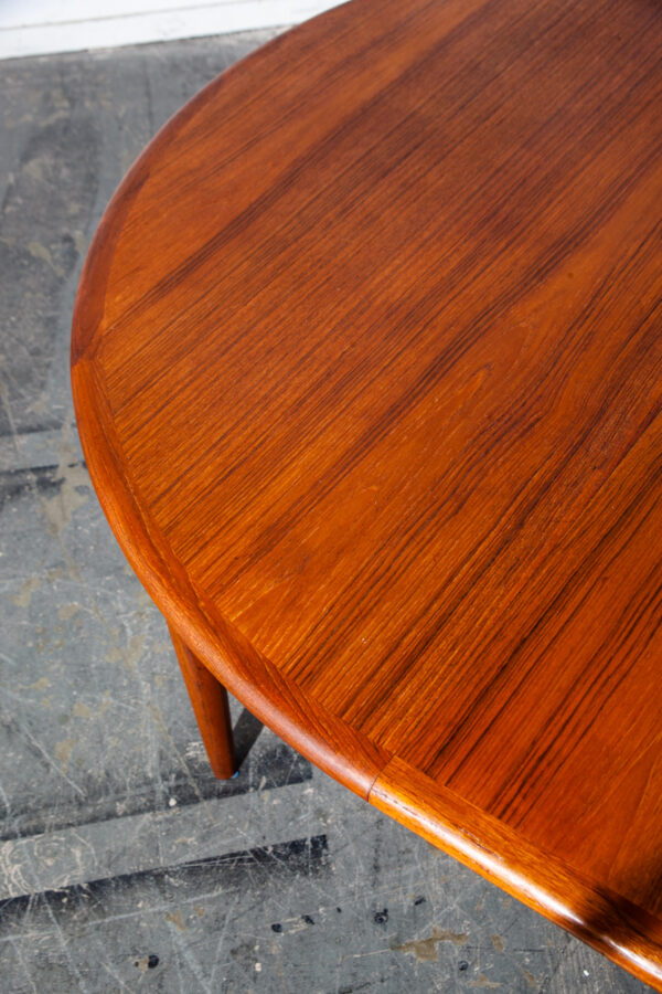 Mid Century Danish Modern Dining Table Round JL Moller Teak Leaf x2 Expanding NM Large Solid Wood Refinished - Image 10