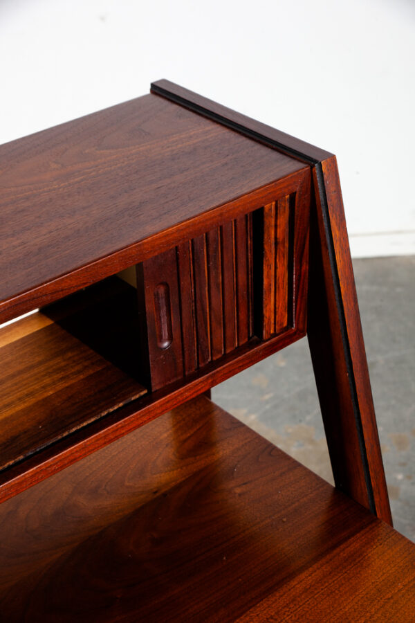 Mid Century Modern Desk Glenn of California 2 Tier Tambour Door Walnut Danish NM - Image 9