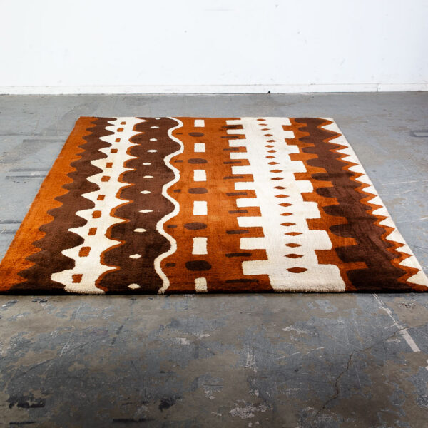 Mid Century Modern Area Shag Rug Virgin Wool Pile Edward Fields Large Brown White Mcm 8.5 Ft x 5.4 Ft Vintage Abstract - Image 3