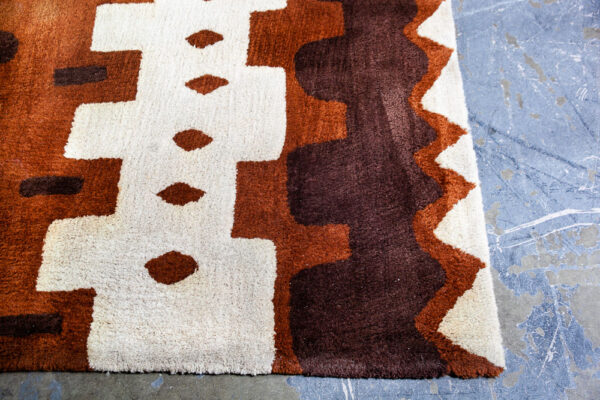 Mid Century Modern Area Shag Rug Virgin Wool Pile Edward Fields Large Brown White Mcm 8.5 Ft x 5.4 Ft Vintage Abstract - Image 5