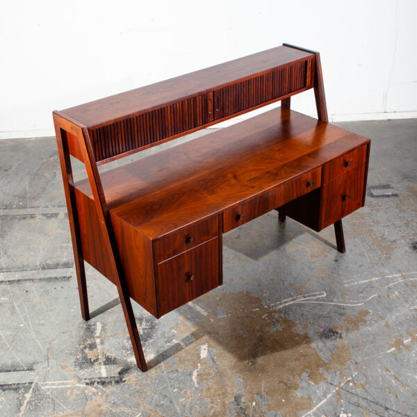 Mid Century Modern Desk Glenn of California 2 Tier Tambour Door Walnut Danish NM