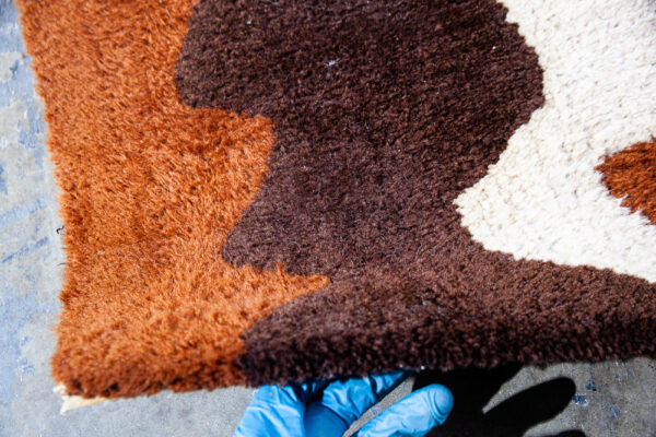 Mid Century Modern Area Shag Rug Virgin Wool Pile Edward Fields Large Brown White Mcm 8.5 Ft x 5.4 Ft Vintage Abstract - Image 7