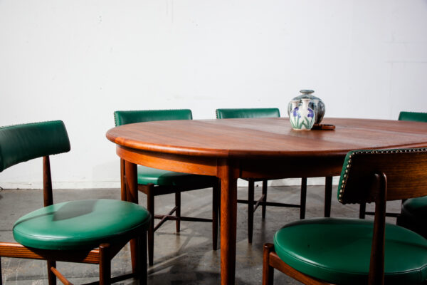 Mid Century Danish Modern Dining Table Round JL Moller Teak Leaf x2 Expanding NM Large Solid Wood Refinished - Image 8
