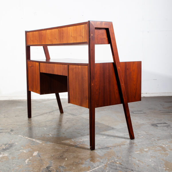 Mid Century Modern Desk Glenn of California 2 Tier Tambour Door Walnut Danish NM - Image 4