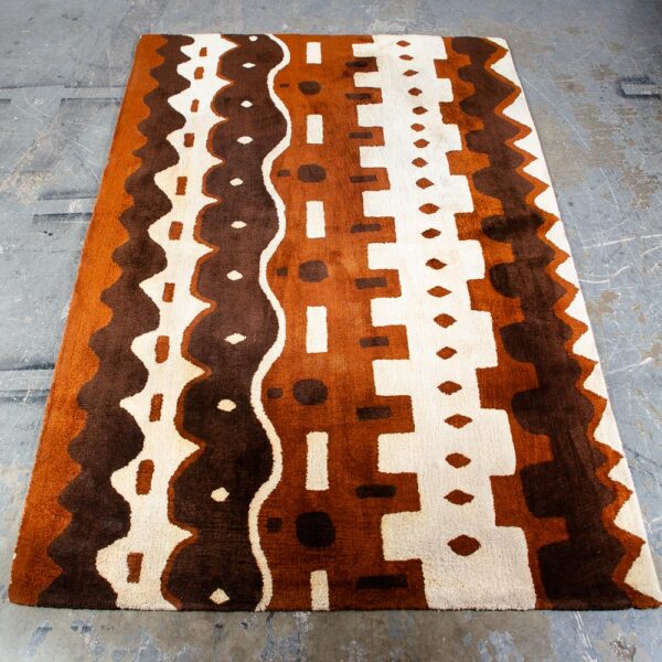 Mid Century Modern Area Shag Rug Virgin Wool Pile Edward Fields Large Brown White Mcm 8.5 Ft x 5.4 Ft Vintage Abstract - Image 2