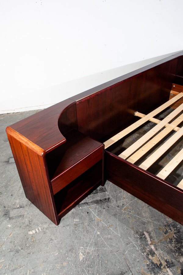 Mid Century Danish Modern Headboard Bed Frame California King Rosewood Floating Nightstands Denmark - Image 7