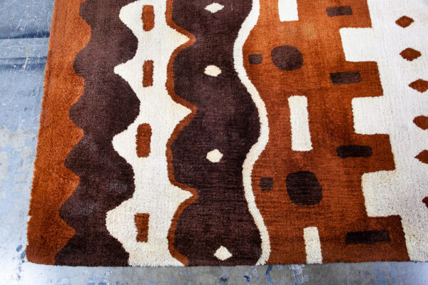 Mid Century Modern Area Shag Rug Virgin Wool Pile Edward Fields Large Brown White Mcm 8.5 Ft x 5.4 Ft Vintage Abstract - Image 6