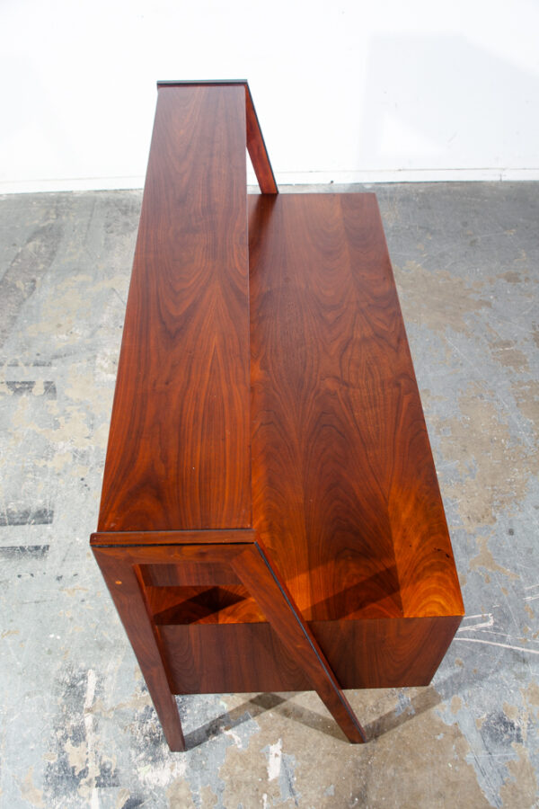 Mid Century Modern Desk Glenn of California 2 Tier Tambour Door Walnut Danish NM - Image 7