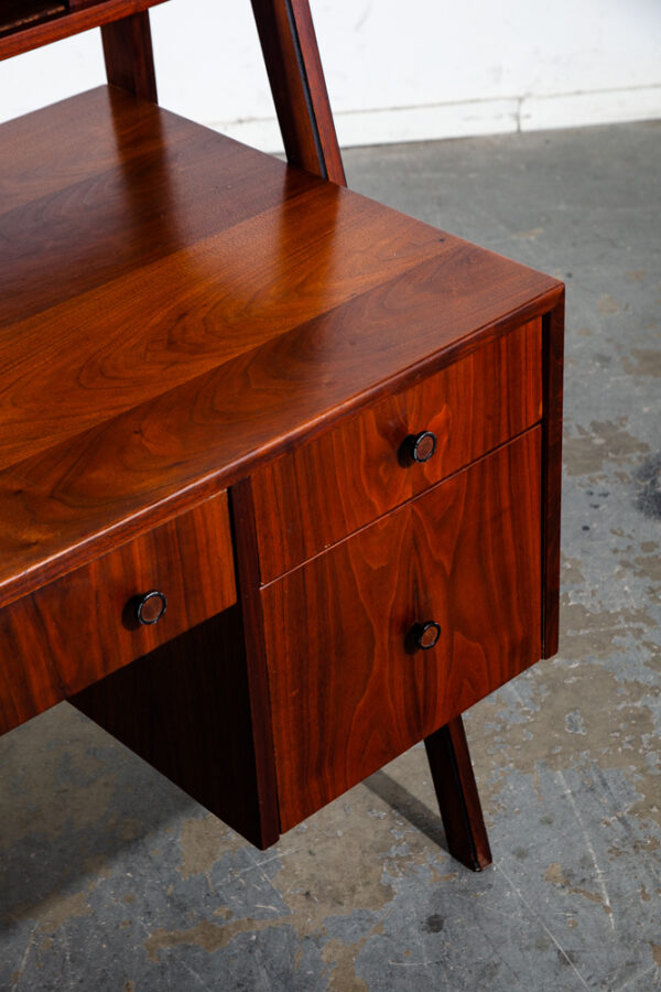 Mid Century Modern Desk Glenn of California 2 Tier Tambour Door Walnut Danish NM - Image 10