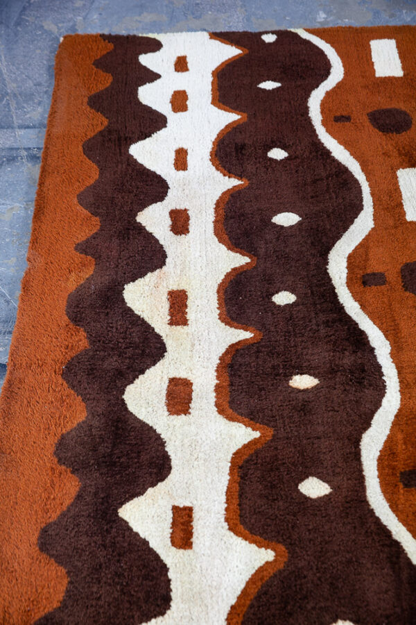 Mid Century Modern Area Shag Rug Virgin Wool Pile Edward Fields Large Brown White Mcm 8.5 Ft x 5.4 Ft Vintage Abstract - Image 11